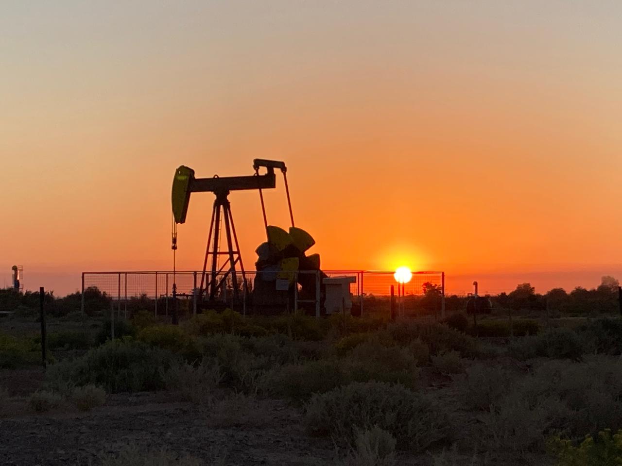 Pumping unit operating at dusk