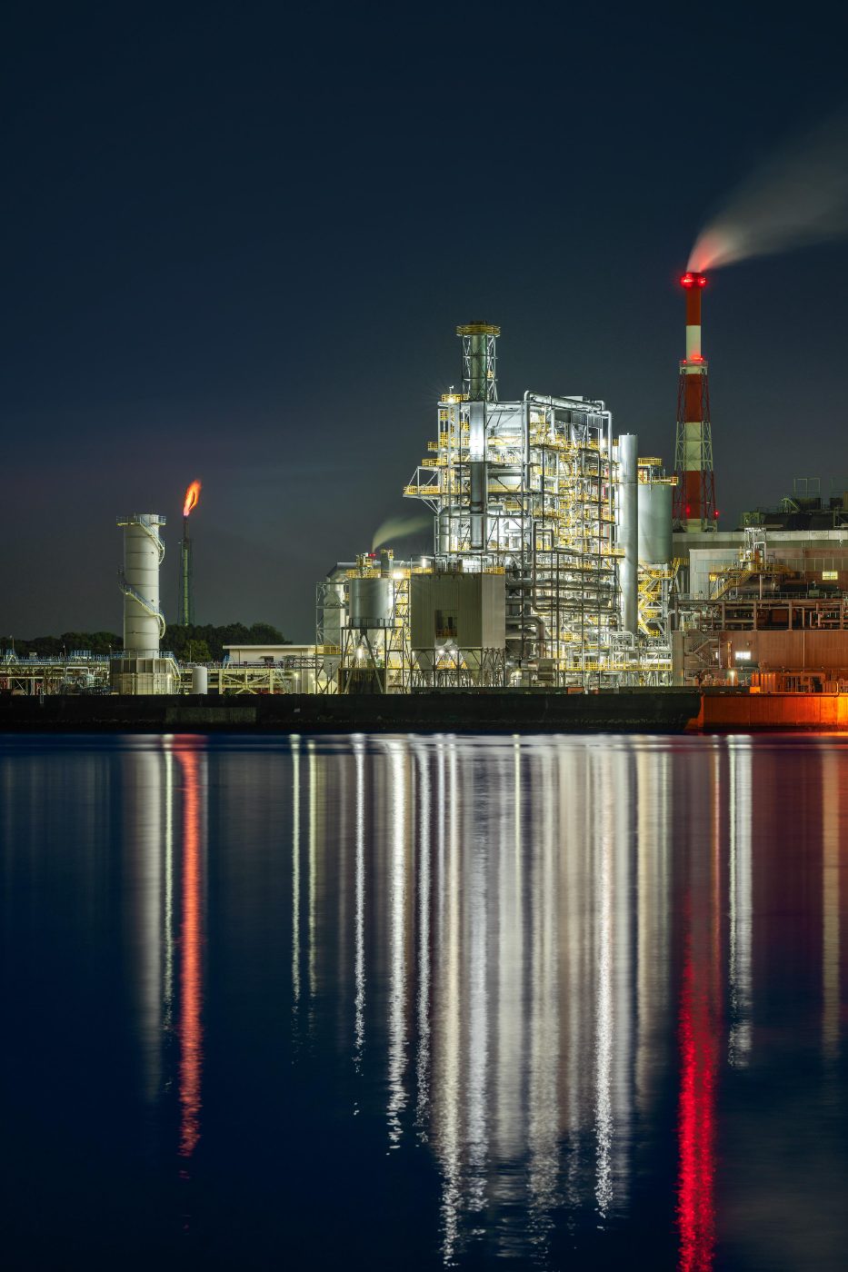 Thermal power plant at night
